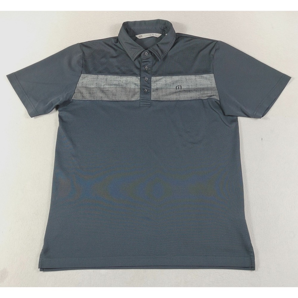 TravisMathew Polo Shirt Mens Medium Black Colorblock Golf Performance Stretch